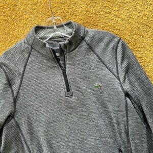 Mens Lacoste Gray Long Sleeve Quarter-Zip Waffle Golf Sweatshirt M Size
